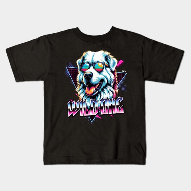 Wild One Pyrenean Mountain Dog Kids T-Shirt by Miami Neon Designs